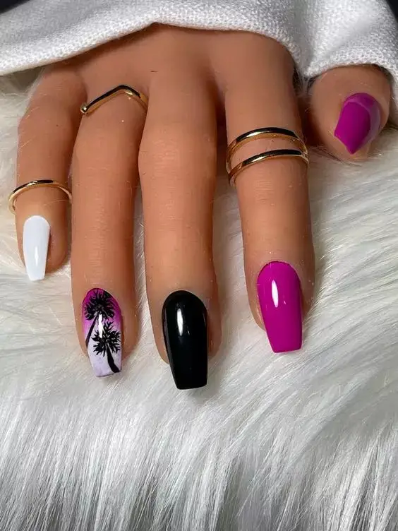 Glossy nails painted with different coats of polish are the perfect cute nail designs for summer.