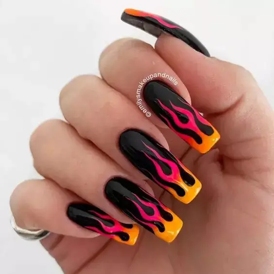 This fire nail art is one look you can try for summer.