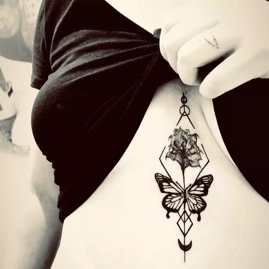 Women flaunt the beautiful butterfly design on the sternum