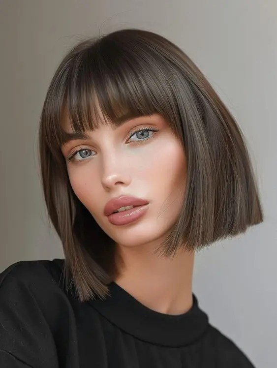 Tudo o que você precisa saber sobre esse estilo clássico – Revista Svelte 4 uma modelo usando um penteado curto com franja