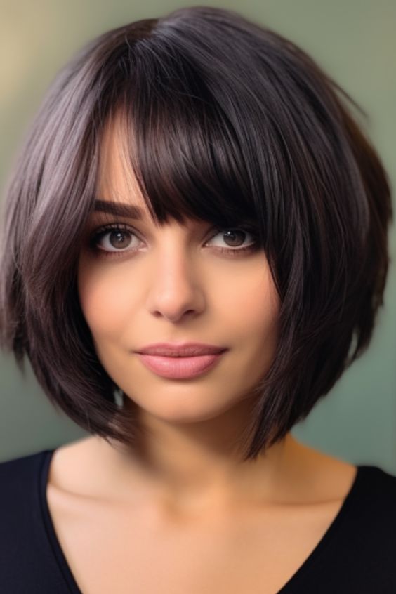 28 ideias arrebatadoras para um novo visual – Svelte Magazine 18 uma senhora usando um bob em camadas com franja meio aberta