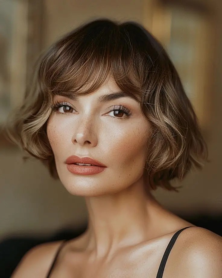 28 ideias arrebatadoras para um novo visual – Svelte Magazine 9 uma foto de uma senhora vestindo Layered Bob com franja