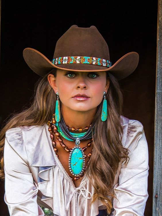 cowgirl wearing chunky jewelry