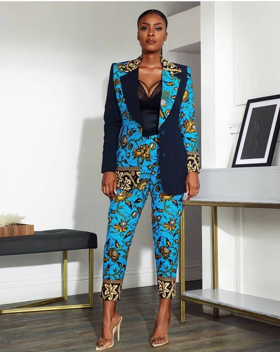 Ankara woman in suit and pants