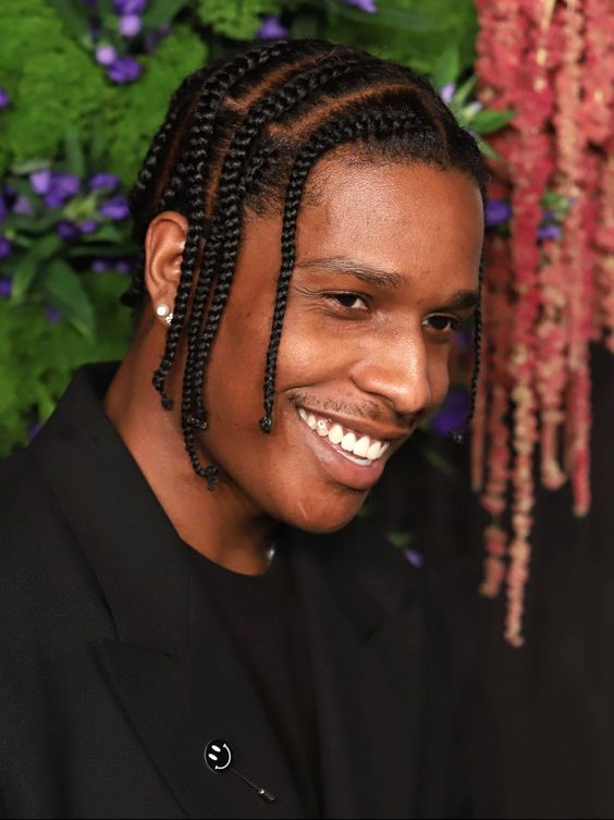Smiling A$AP Rocky Rocking Braid Men Hairstyle