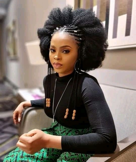 Chidinma rocking her beaded afro hairstyle