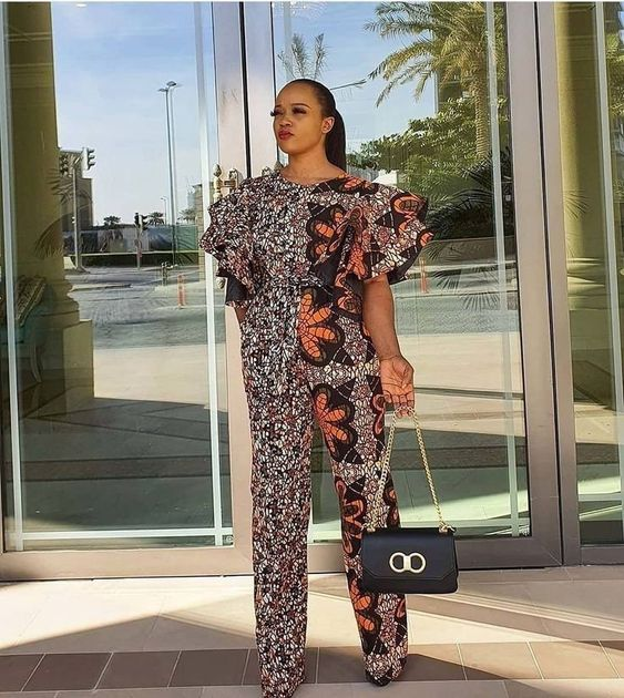 Woman in ankara jumpsuit for worship