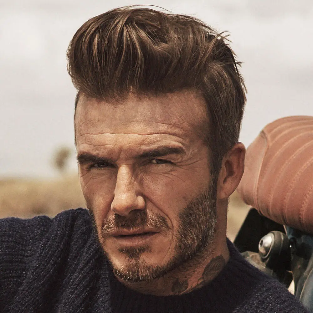 David Beckham fade haircut with beard with scissors