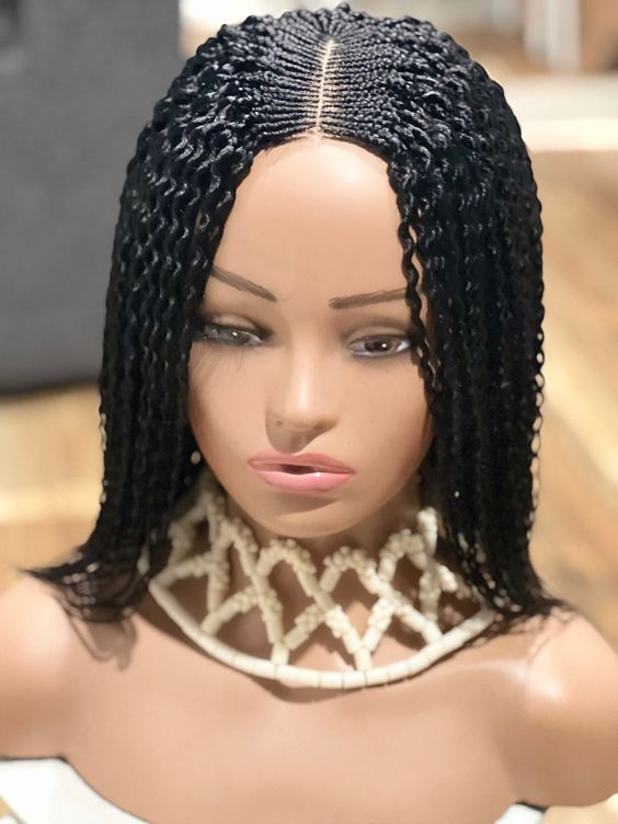 box braid wig on mannequin