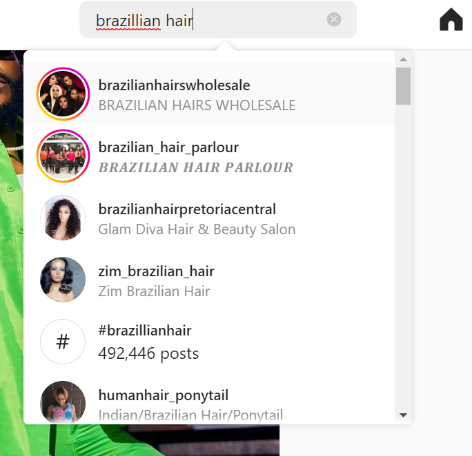 Instagram Brazil Hair Search Screenshots