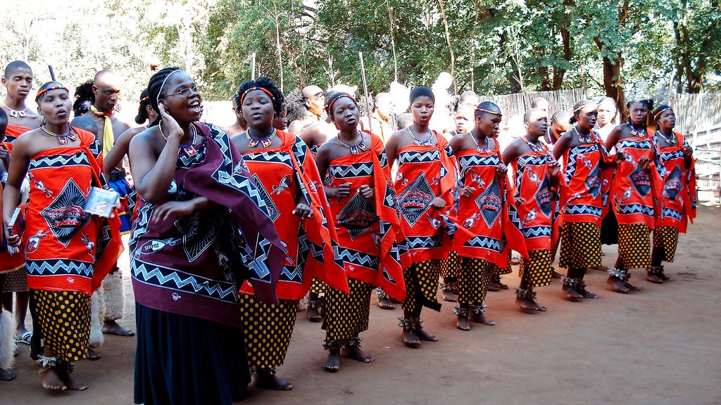 Swazi women wearing traditional Swazi clothing at an event