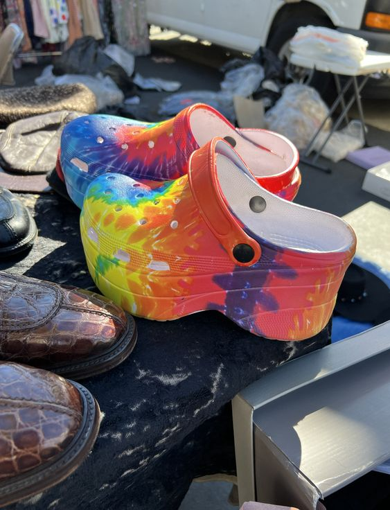 Multicolored Croc heels